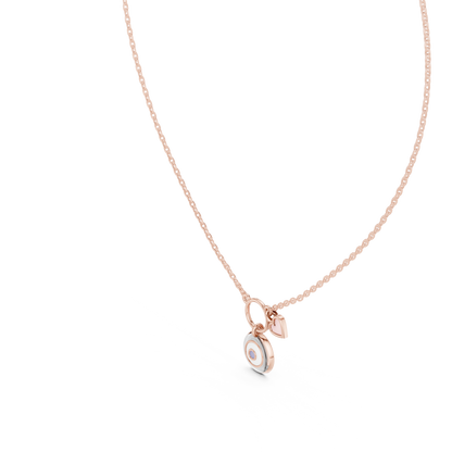 Gold Evil Eye and Pink Heart Charm Pendant