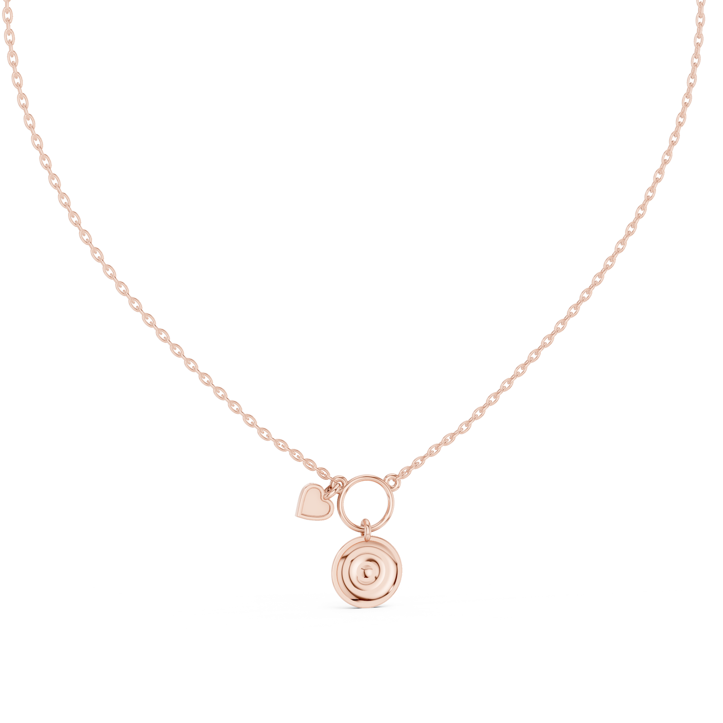 Gold Evil Eye and Pink Heart Charm Pendant