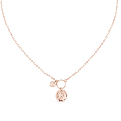 Gold Evil Eye and Pink Heart Charm Pendant