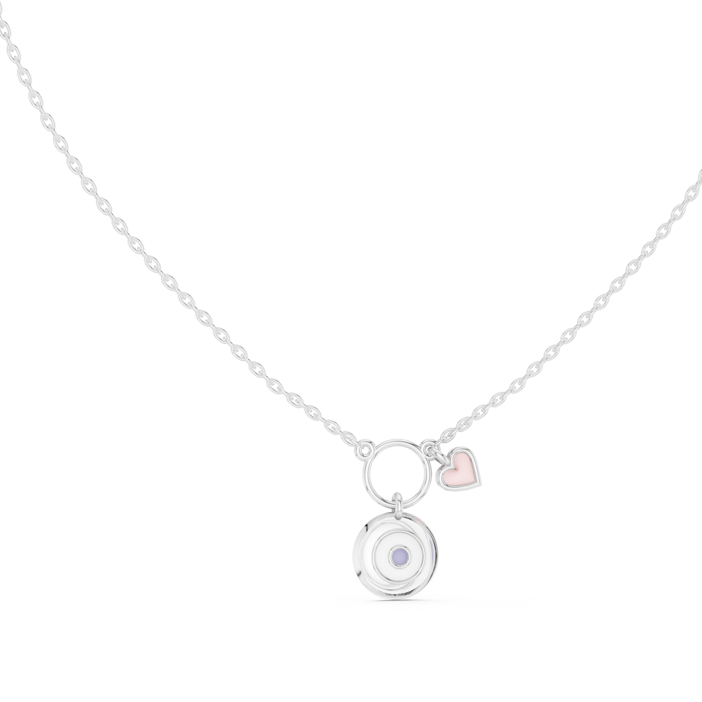 Gold Evil Eye and Pink Heart Charm Pendant