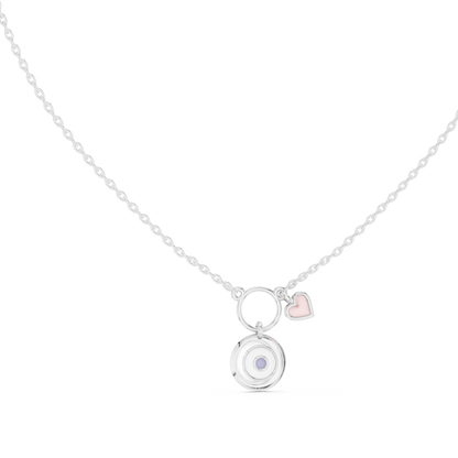 Gold Evil Eye and Pink Heart Charm Pendant