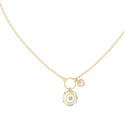 Gold Evil Eye and Pink Heart Charm Pendant