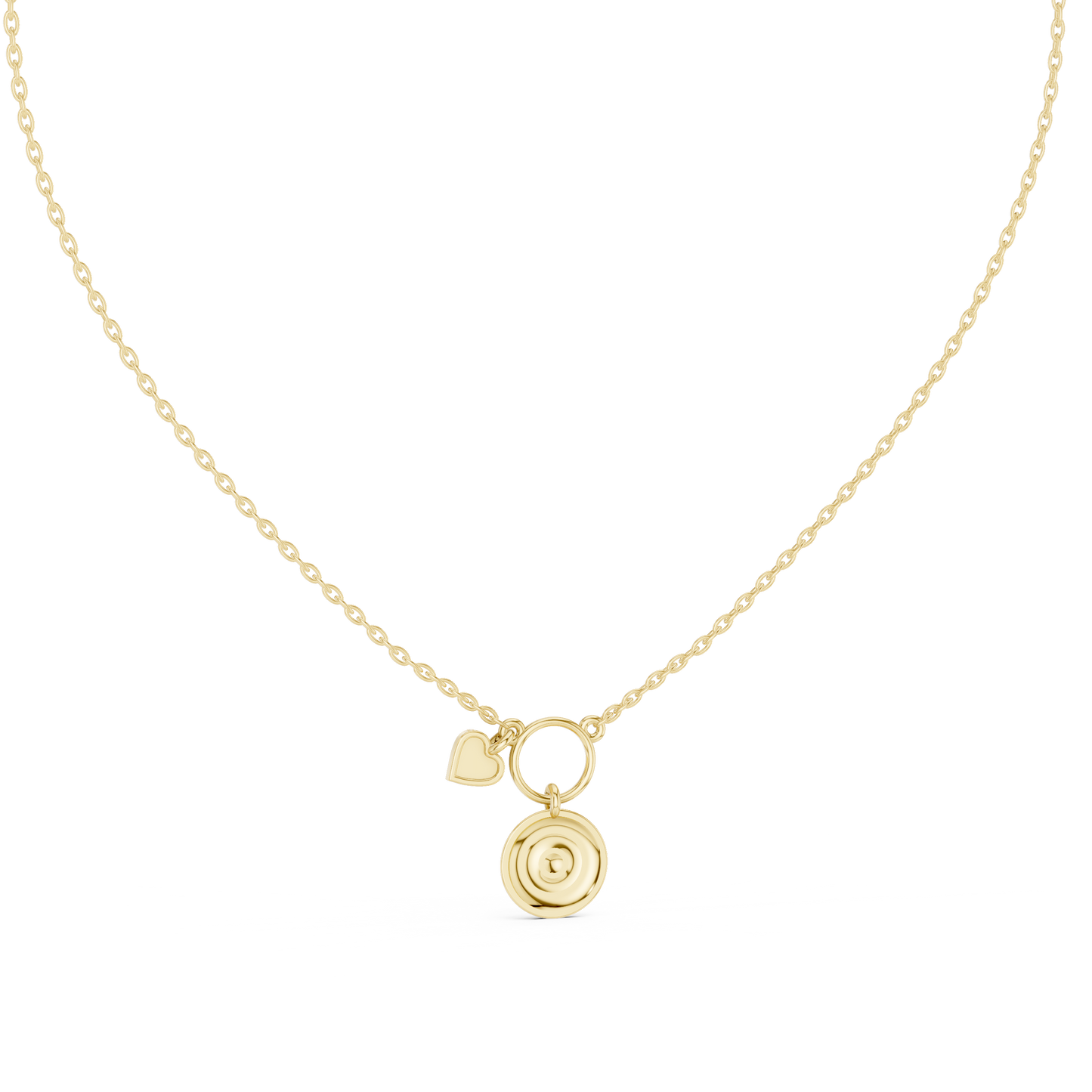 Gold Evil Eye and Pink Heart Charm Pendant