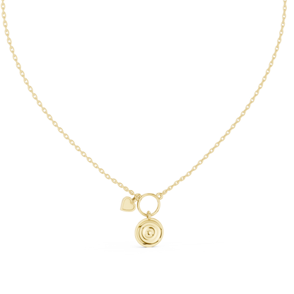 Gold Evil Eye and Pink Heart Charm Pendant