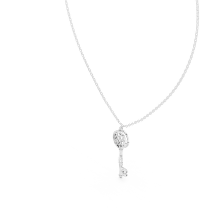 Filigree Lattice Key Pendant in Yellow Gold 0.08CTW Diamond Accent