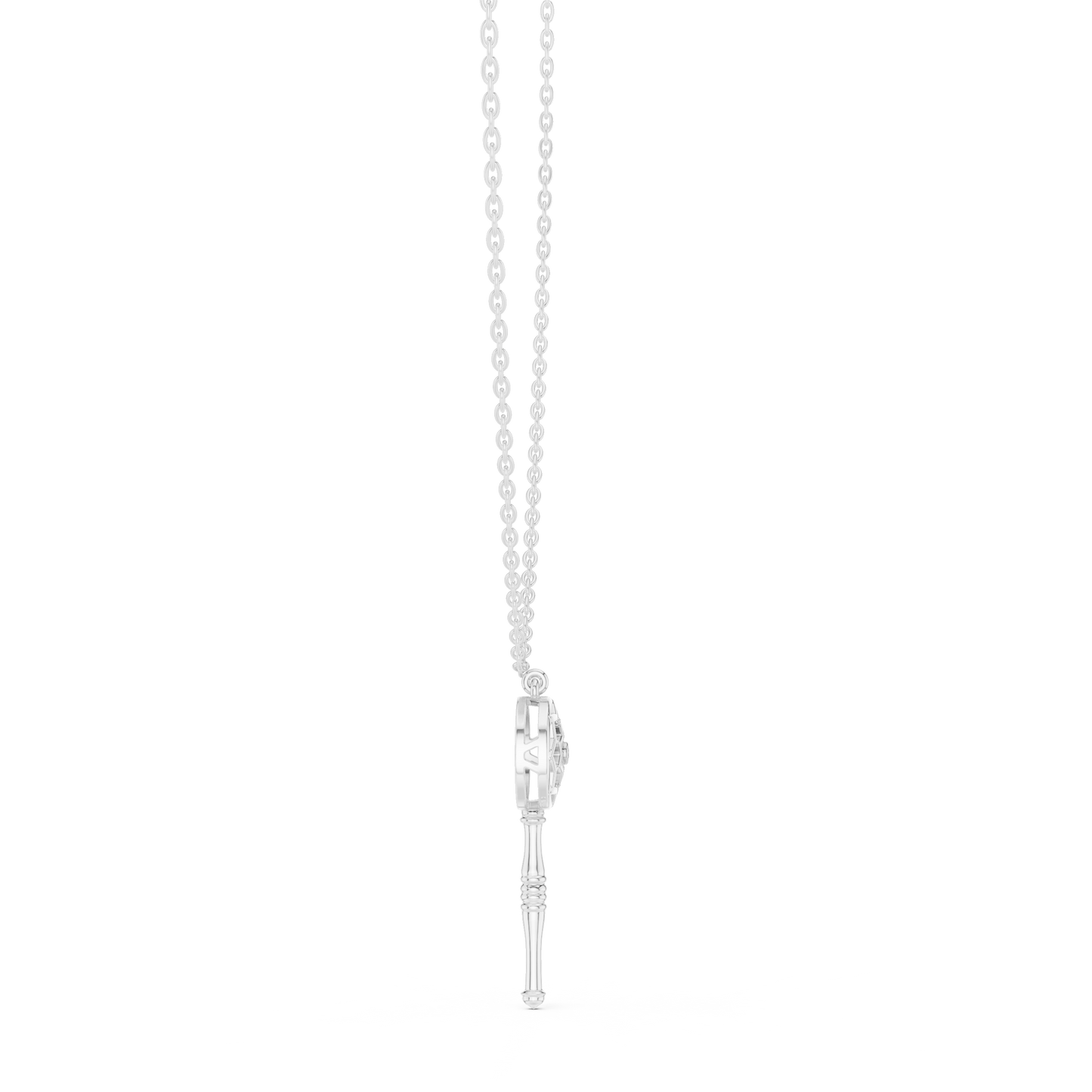 Filigree Lattice Key Pendant in Yellow Gold 0.08CTW Diamond Accent