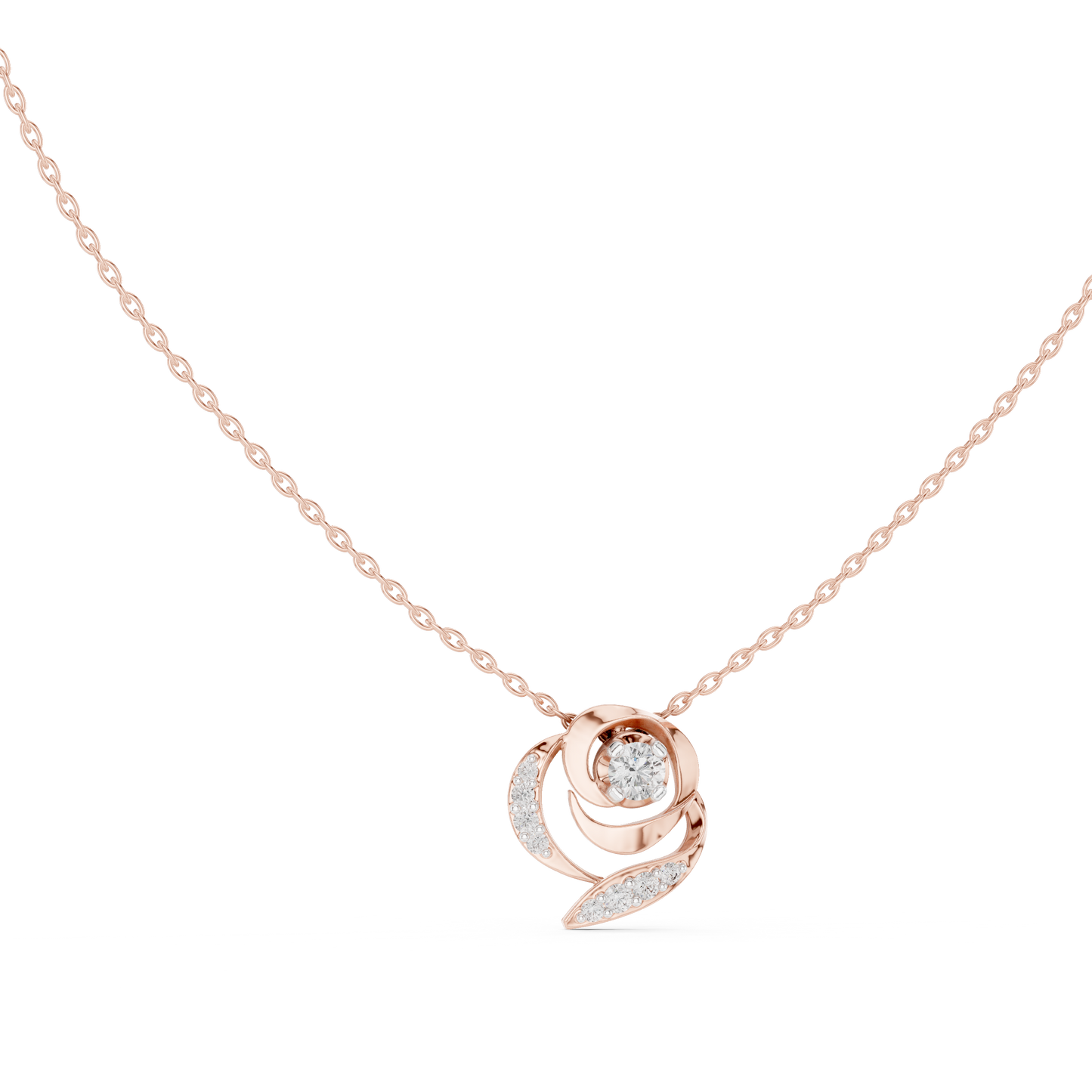 Golden Rose Radiance Pendant : 0.35CTW Round-cut Diamonds