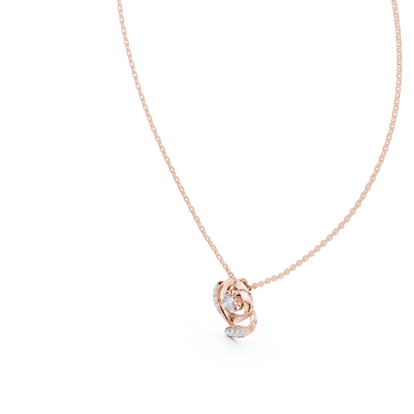 Golden Rose Radiance Pendant : 0.35CTW Round-cut Diamonds