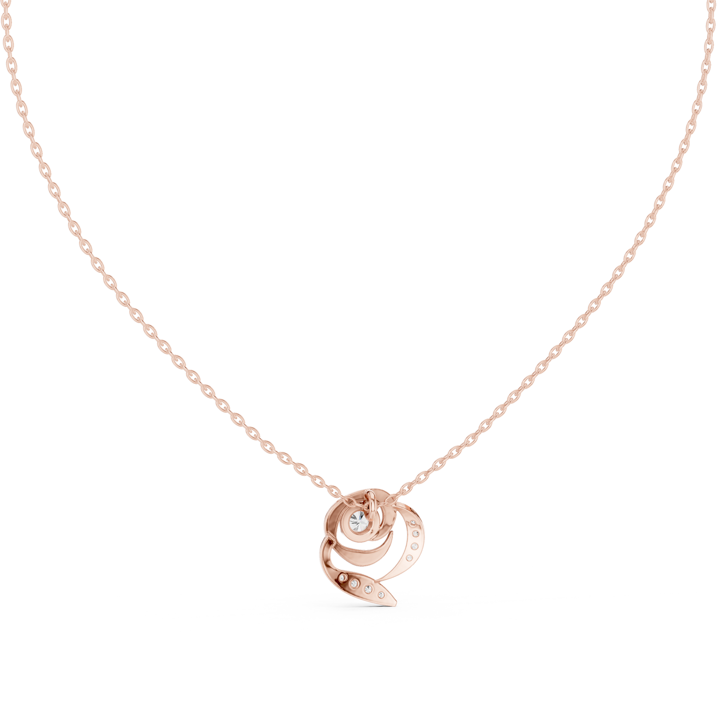 Golden Rose Radiance Pendant : 0.35CTW Round-cut Diamonds