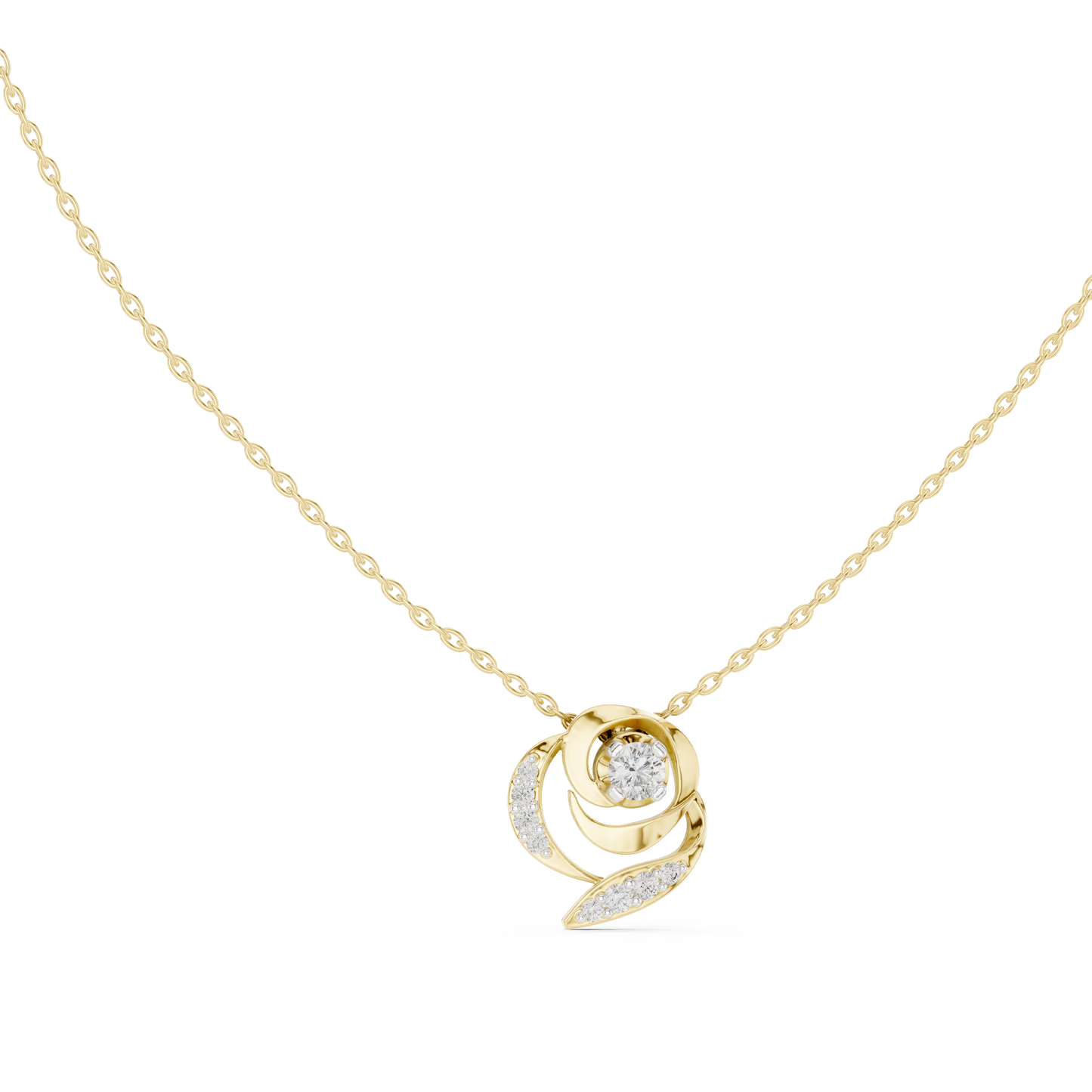Golden Rose Radiance Pendant : 0.35CTW Round-cut Diamonds