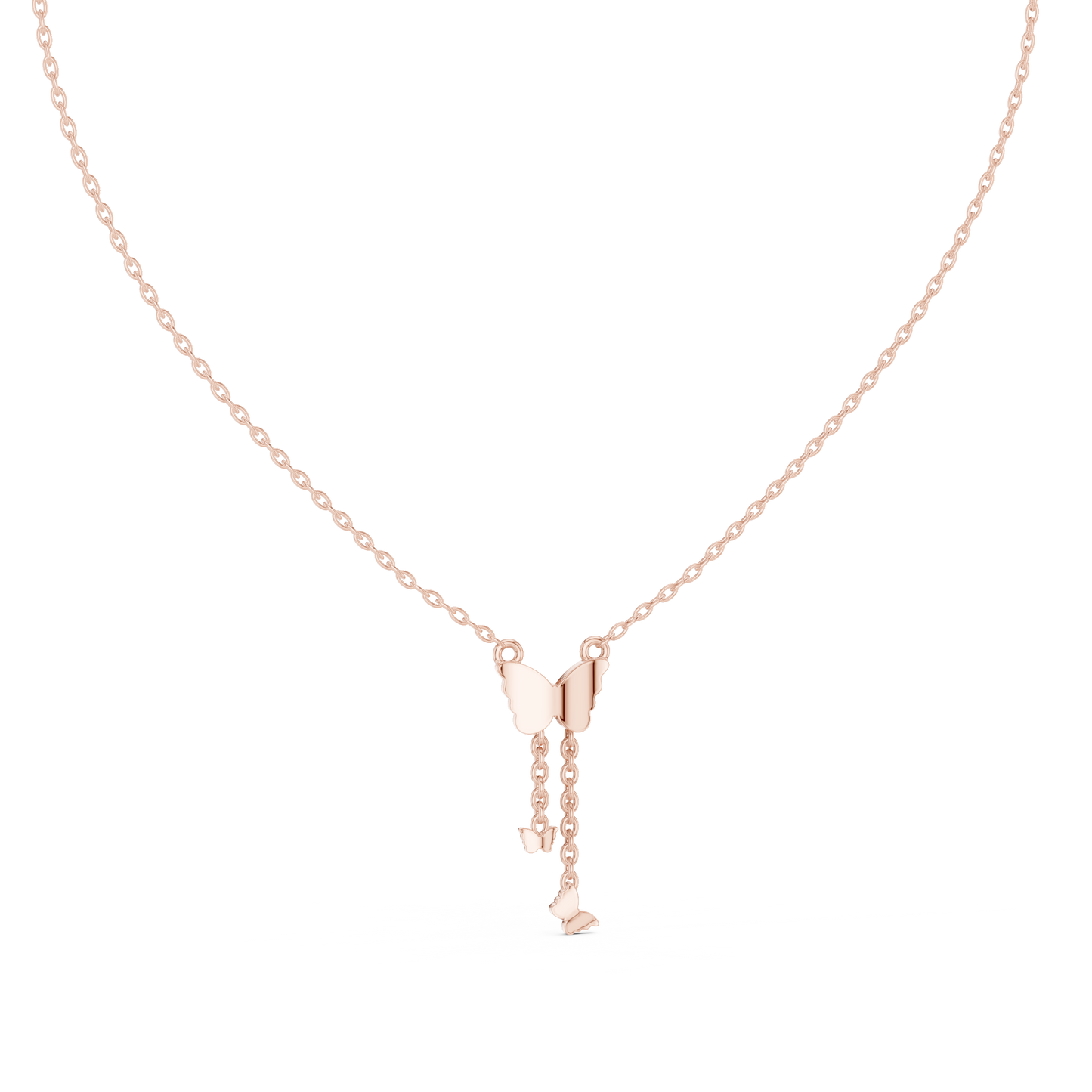 Yellow Gold  Butterfly Dangle Pendent with 0.12CTW Pavé-Set Diamonds