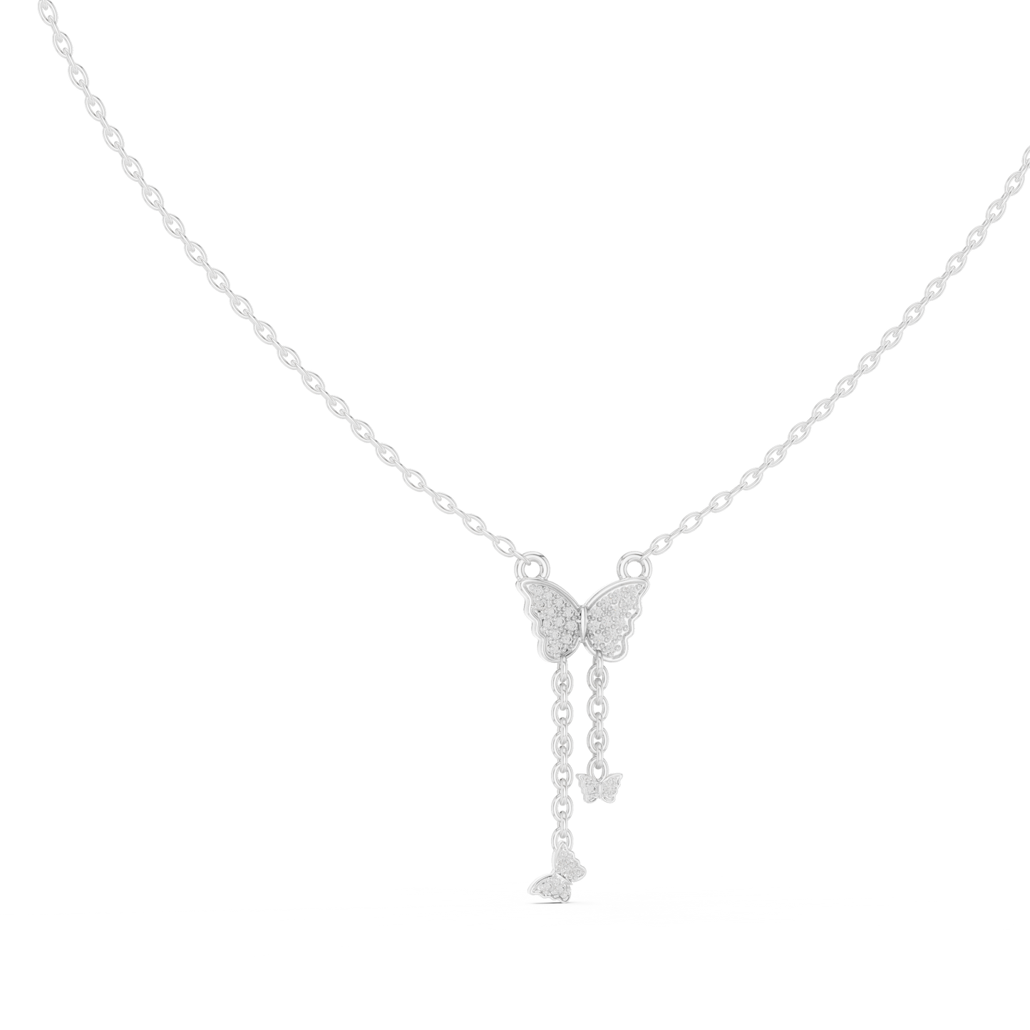 Yellow Gold  Butterfly Dangle Pendent with 0.12CTW Pavé-Set Diamonds
