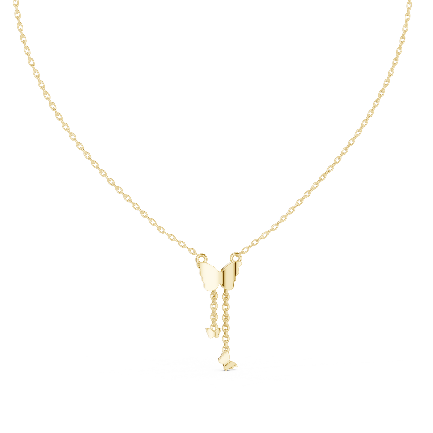 Yellow Gold  Butterfly Dangle Pendent with 0.12CTW Pavé-Set Diamonds