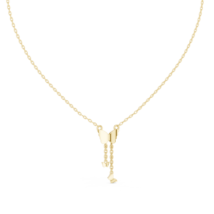 Yellow Gold  Butterfly Dangle Pendent with 0.12CTW Pavé-Set Diamonds