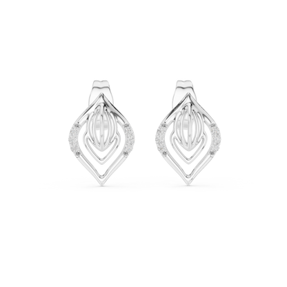 0.06ctw Yellow Gold Geometric Leaf Diamond Dangle Drop Earrings