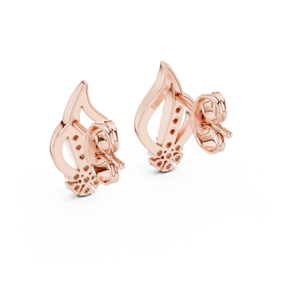 0.2ctw Open Teardrop Diamond Flower Cluster Stud Earrings in Yellow Gold