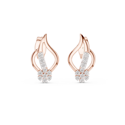 0.2ctw Open Teardrop Diamond Flower Cluster Stud Earrings in Yellow Gold