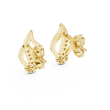 0.2ctw Open Teardrop Diamond Flower Cluster Stud Earrings in Yellow Gold