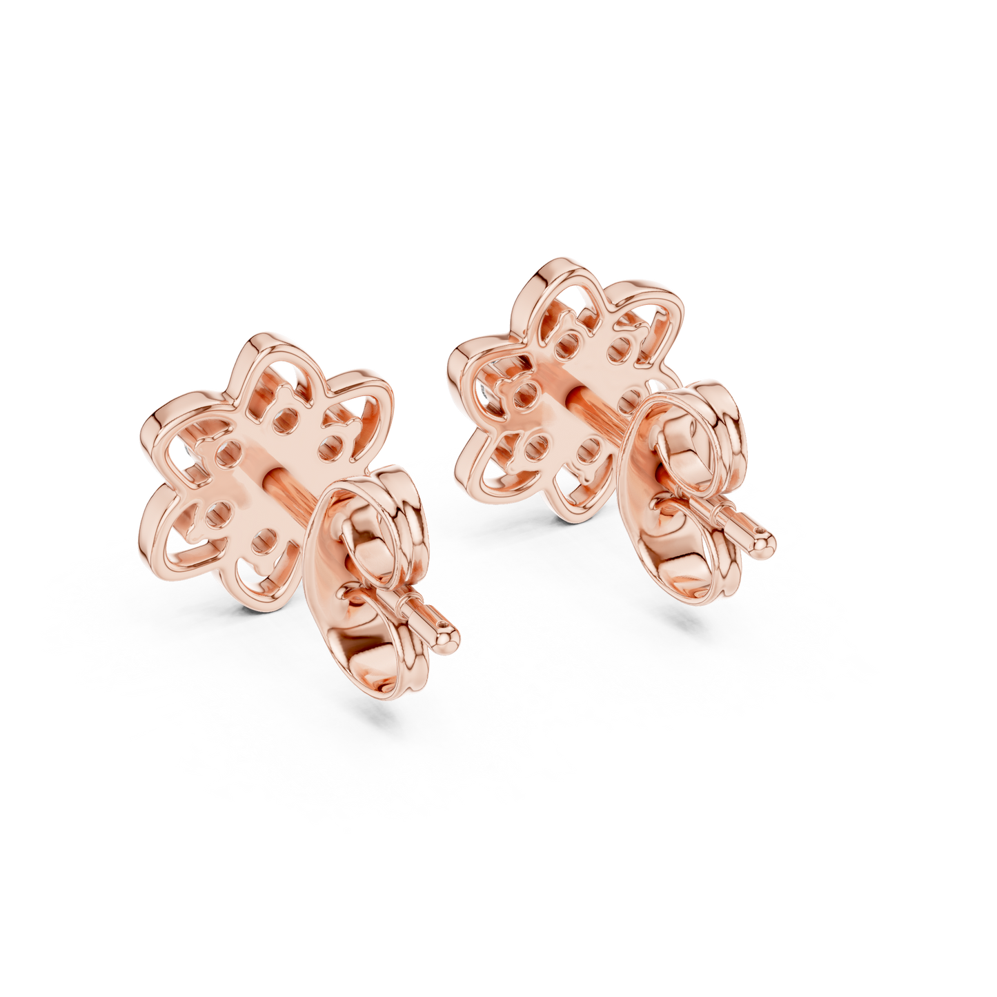 Yellow Gold Round Diamond Flower Cluster Stud Earrings - 0.17ctw