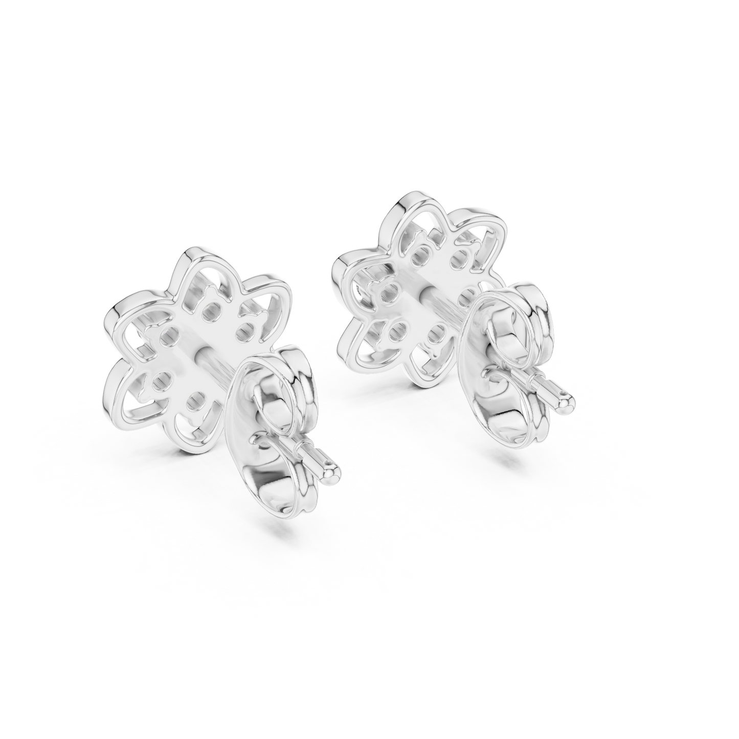 Yellow Gold Round Diamond Flower Cluster Stud Earrings - 0.17ctw