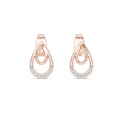 0.08ctw Aurelia Double Teardrop Stud Earrings in Yellow Gold and Pave Crystals