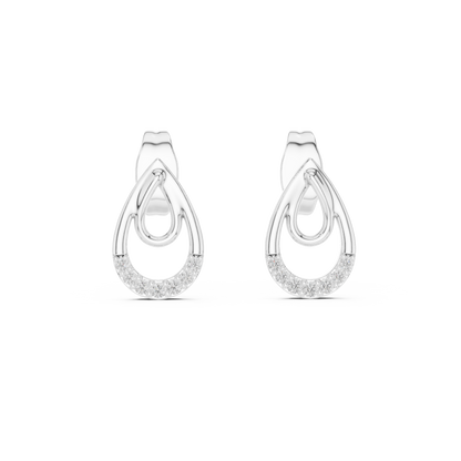 0.08ctw Aurelia Double Teardrop Stud Earrings in Yellow Gold and Pave Crystals