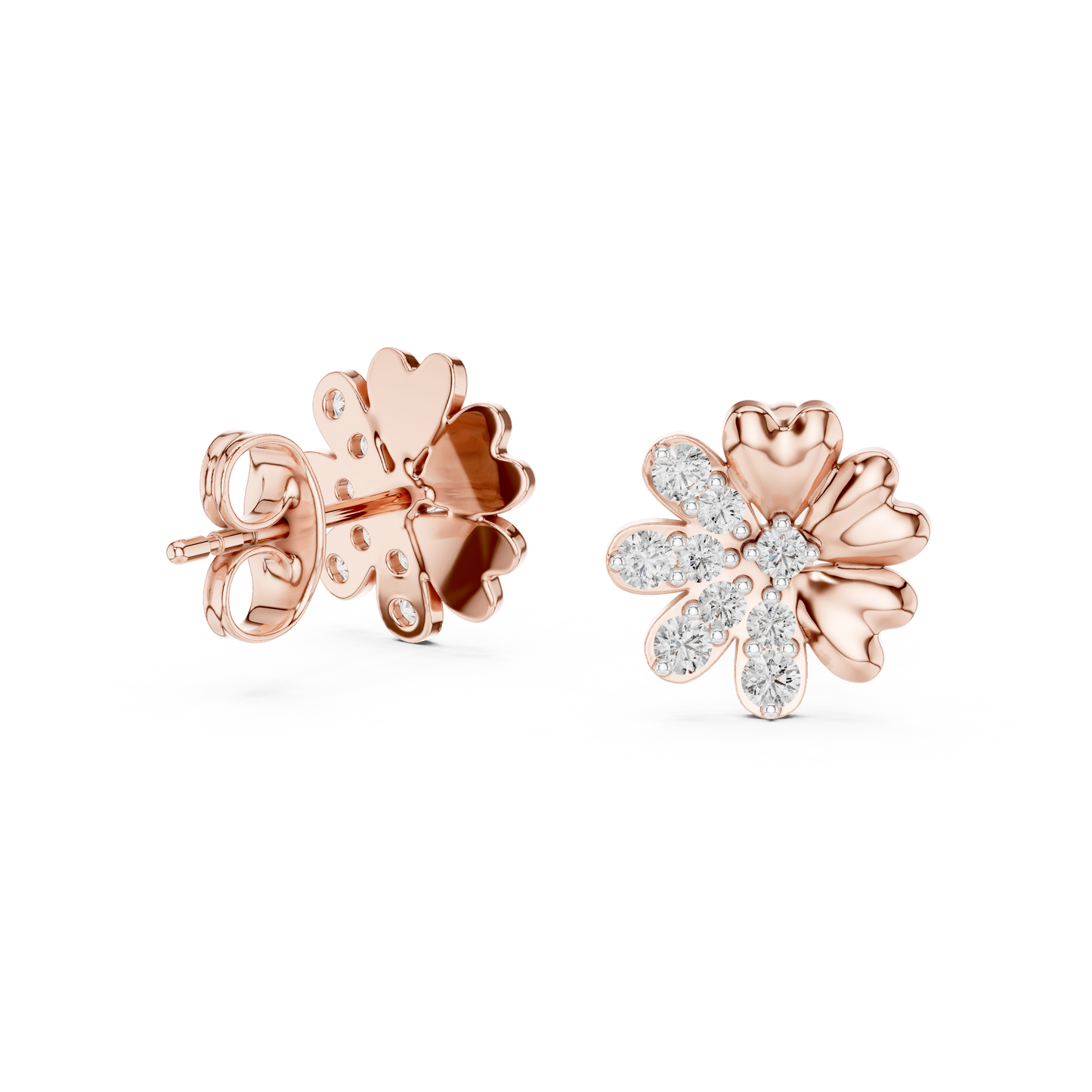 0.35ctw Yellow Gold Diamond Flower Stud Earrings – Blossom Collection