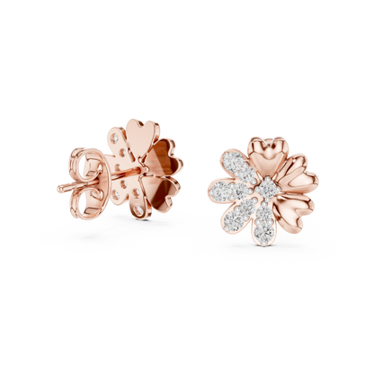 0.35ctw Yellow Gold Diamond Flower Stud Earrings – Blossom Collection