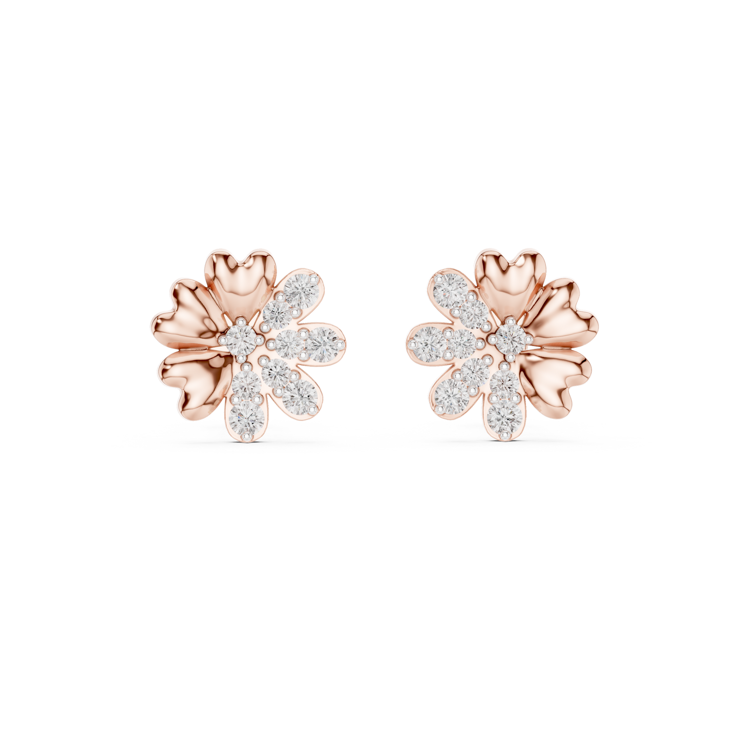 0.35ctw Yellow Gold Diamond Flower Stud Earrings – Blossom Collection