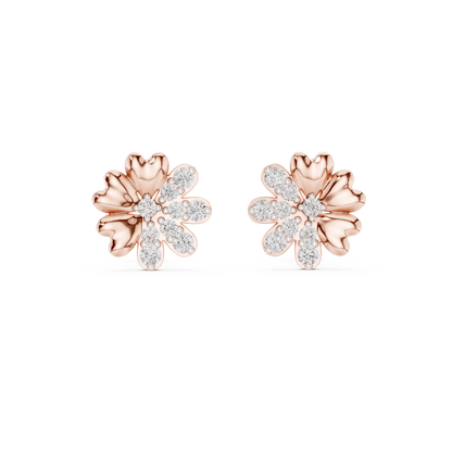 0.35ctw Yellow Gold Diamond Flower Stud Earrings – Blossom Collection