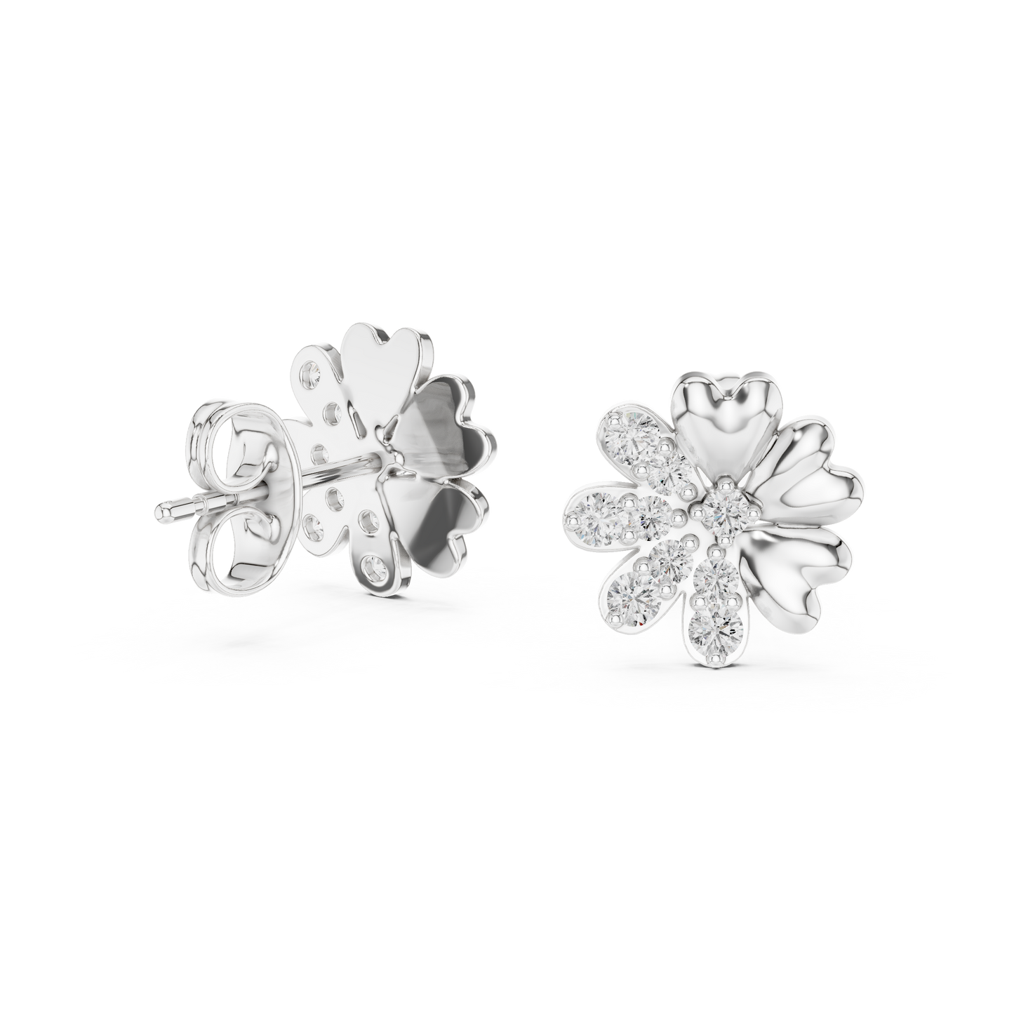 0.35ctw Yellow Gold Diamond Flower Stud Earrings – Blossom Collection