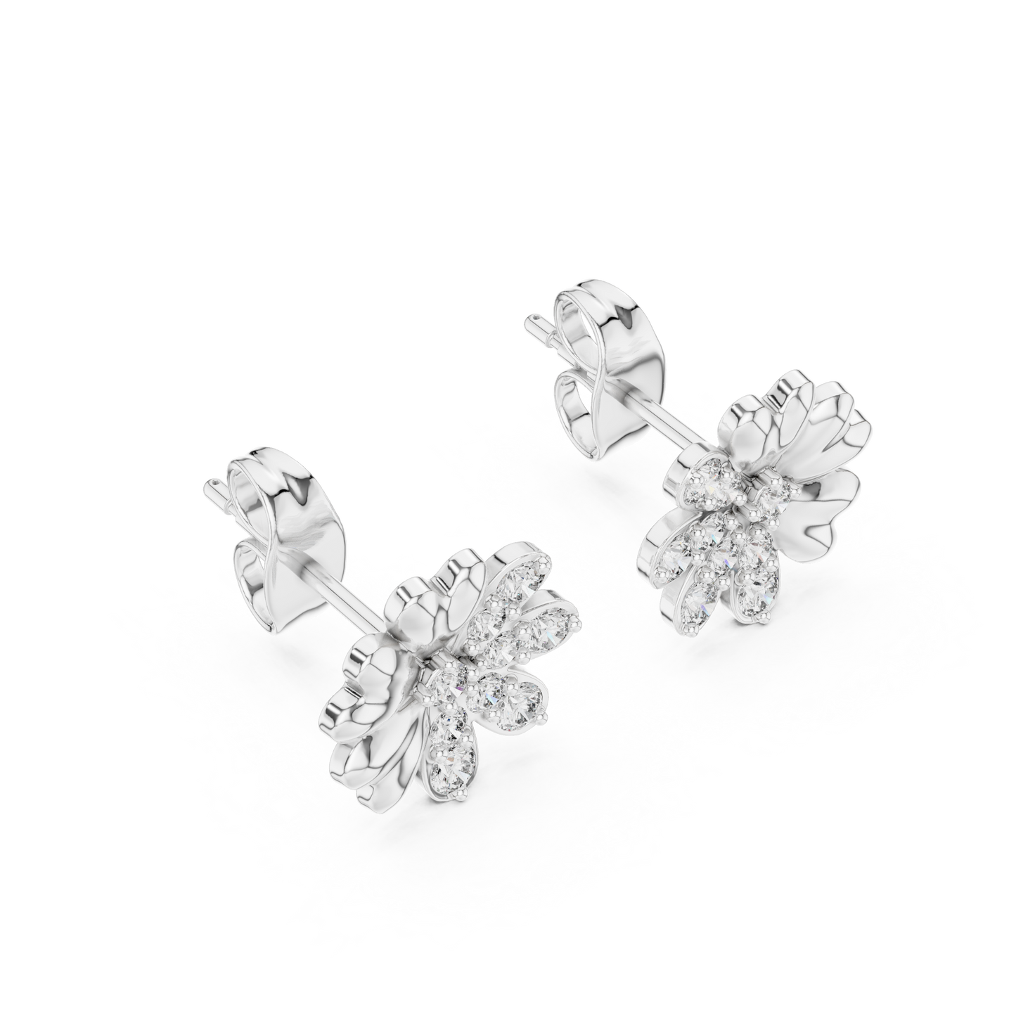 0.35ctw Yellow Gold Diamond Flower Stud Earrings – Blossom Collection