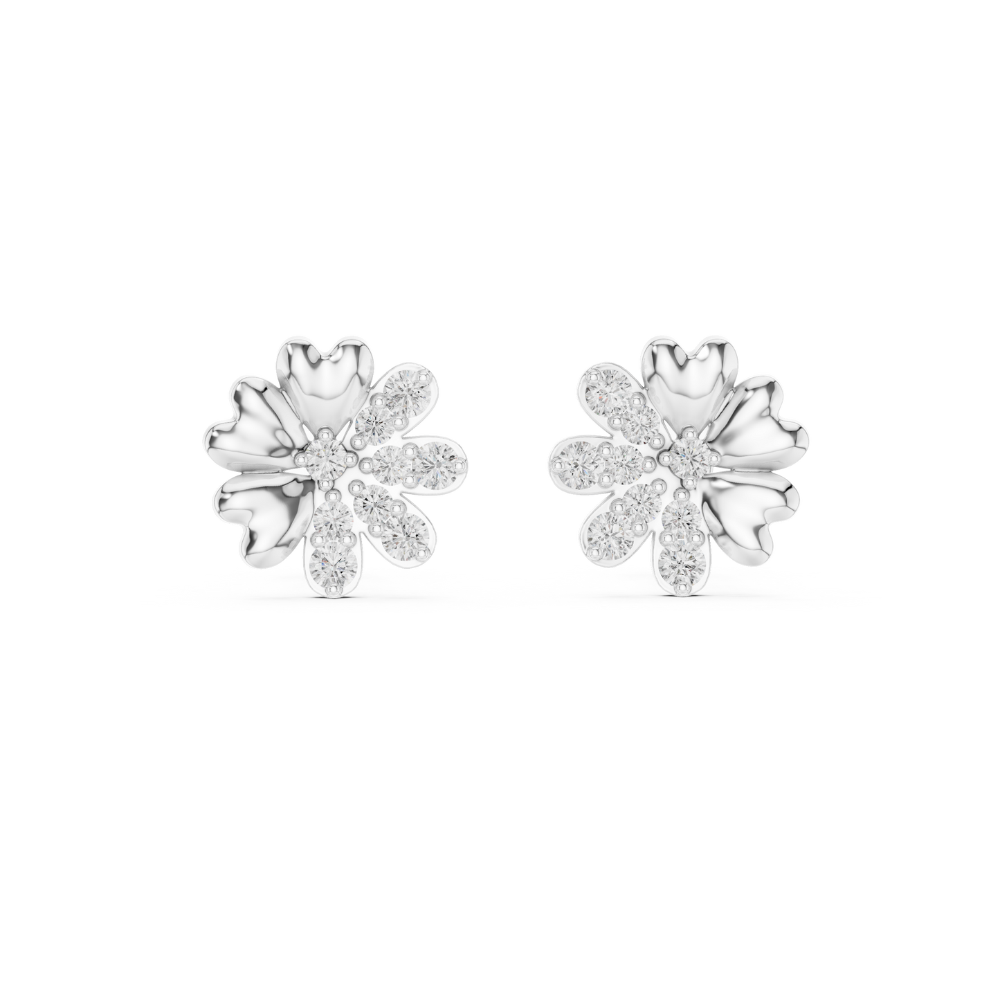 0.35ctw Yellow Gold Diamond Flower Stud Earrings – Blossom Collection