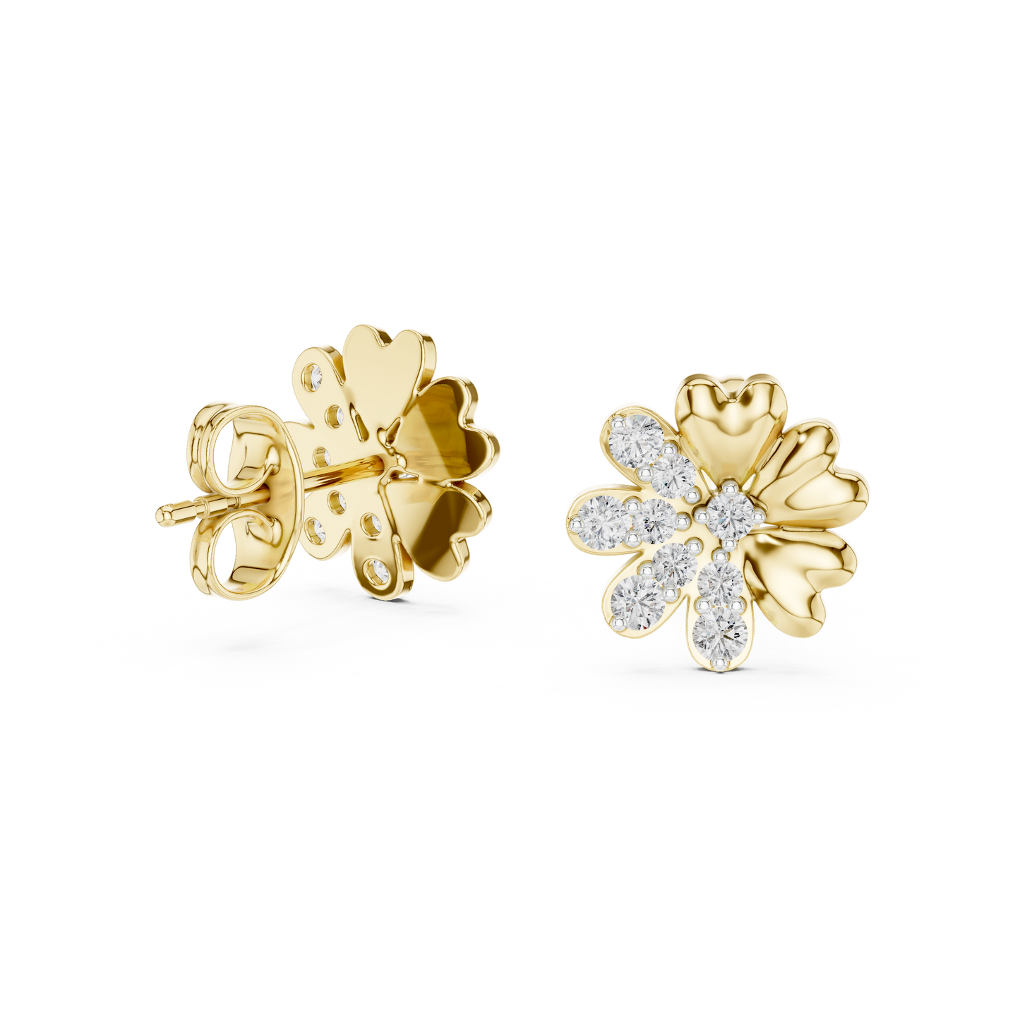 0.35ctw Yellow Gold Diamond Flower Stud Earrings – Blossom Collection