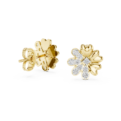 0.35ctw Yellow Gold Diamond Flower Stud Earrings – Blossom Collection