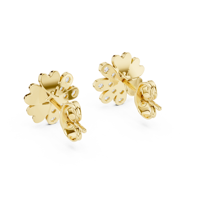 0.35ctw Yellow Gold Diamond Flower Stud Earrings – Blossom Collection