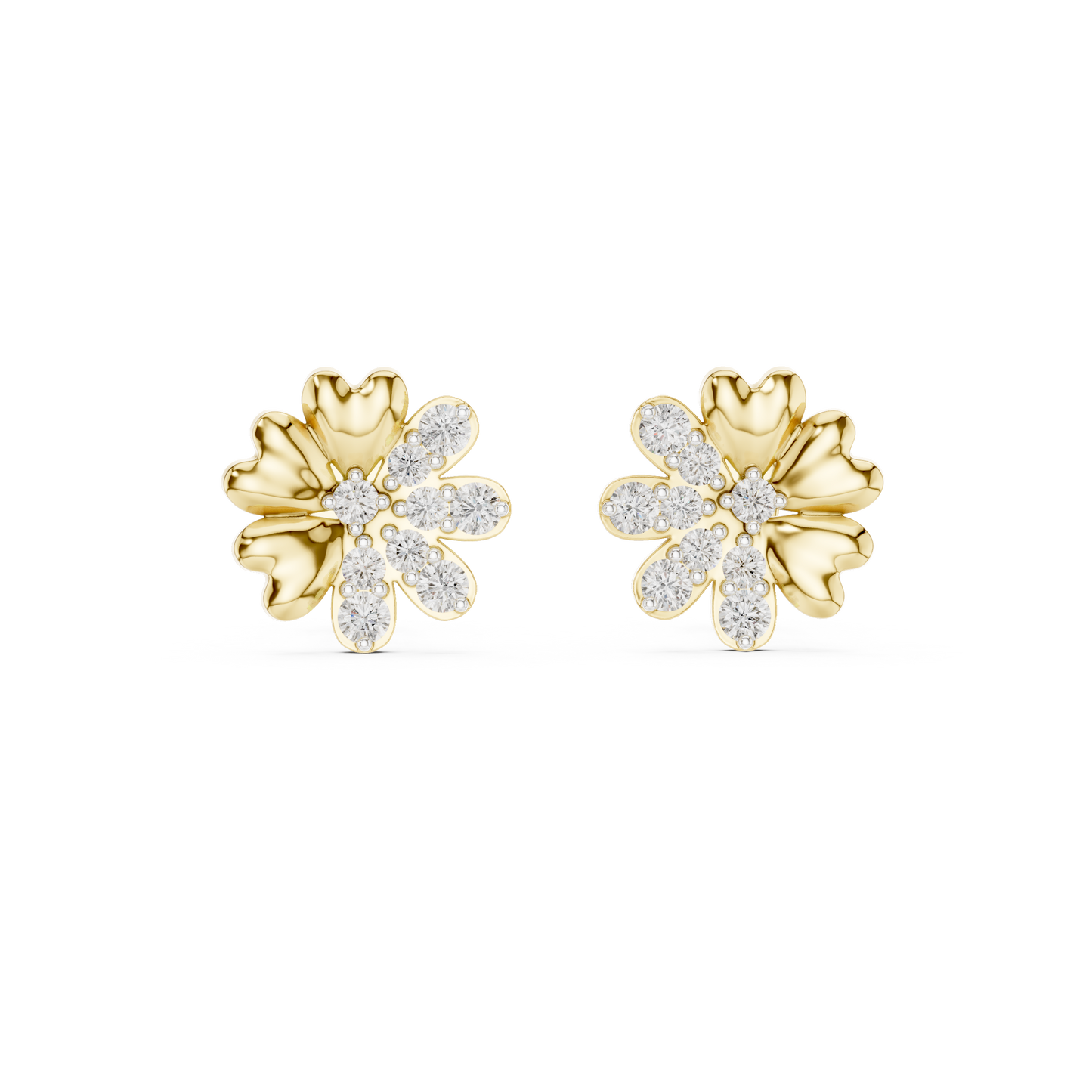 0.35ctw Yellow Gold Diamond Flower Stud Earrings – Blossom Collection
