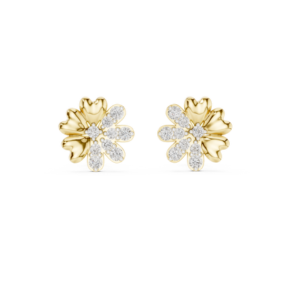 0.35ctw Yellow Gold Diamond Flower Stud Earrings – Blossom Collection