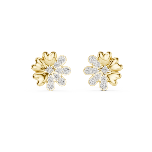 0.35ctw Yellow Gold Diamond Flower Stud Earrings – Blossom Collection