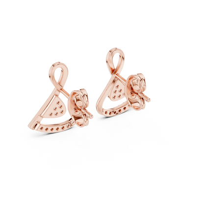 0.13ctw Round Diamond Abstract Ribbon Loop Stud Earrings - Solid Gold