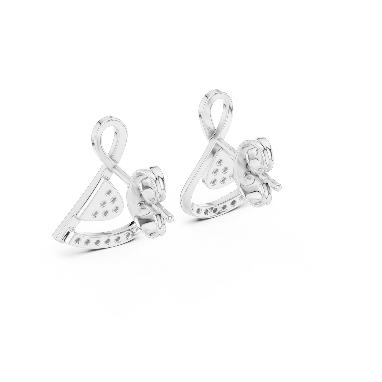 0.13ctw Round Diamond Abstract Ribbon Loop Stud Earrings - Solid Gold