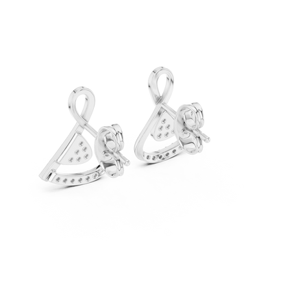 0.13ctw Round Diamond Abstract Ribbon Loop Stud Earrings - Solid Gold