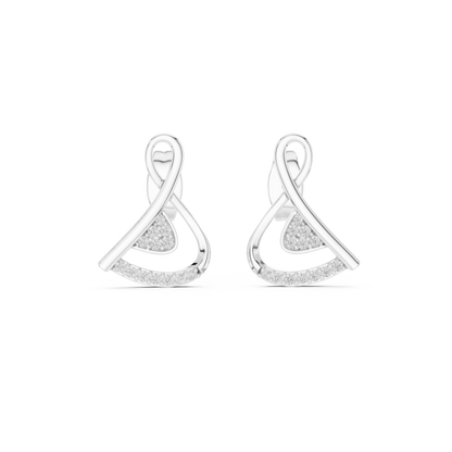 0.13ctw Round Diamond Abstract Ribbon Loop Stud Earrings - Solid Gold