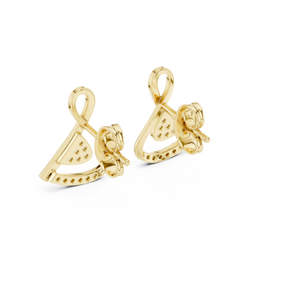 0.13ctw Round Diamond Abstract Ribbon Loop Stud Earrings - Solid Gold