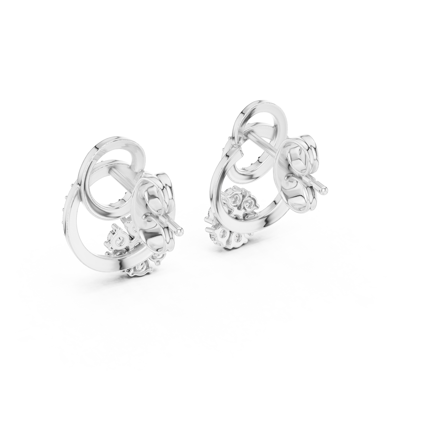 0.42ctwRound Diamond Flower Interlocking Loop Earrings - Solid Gold
