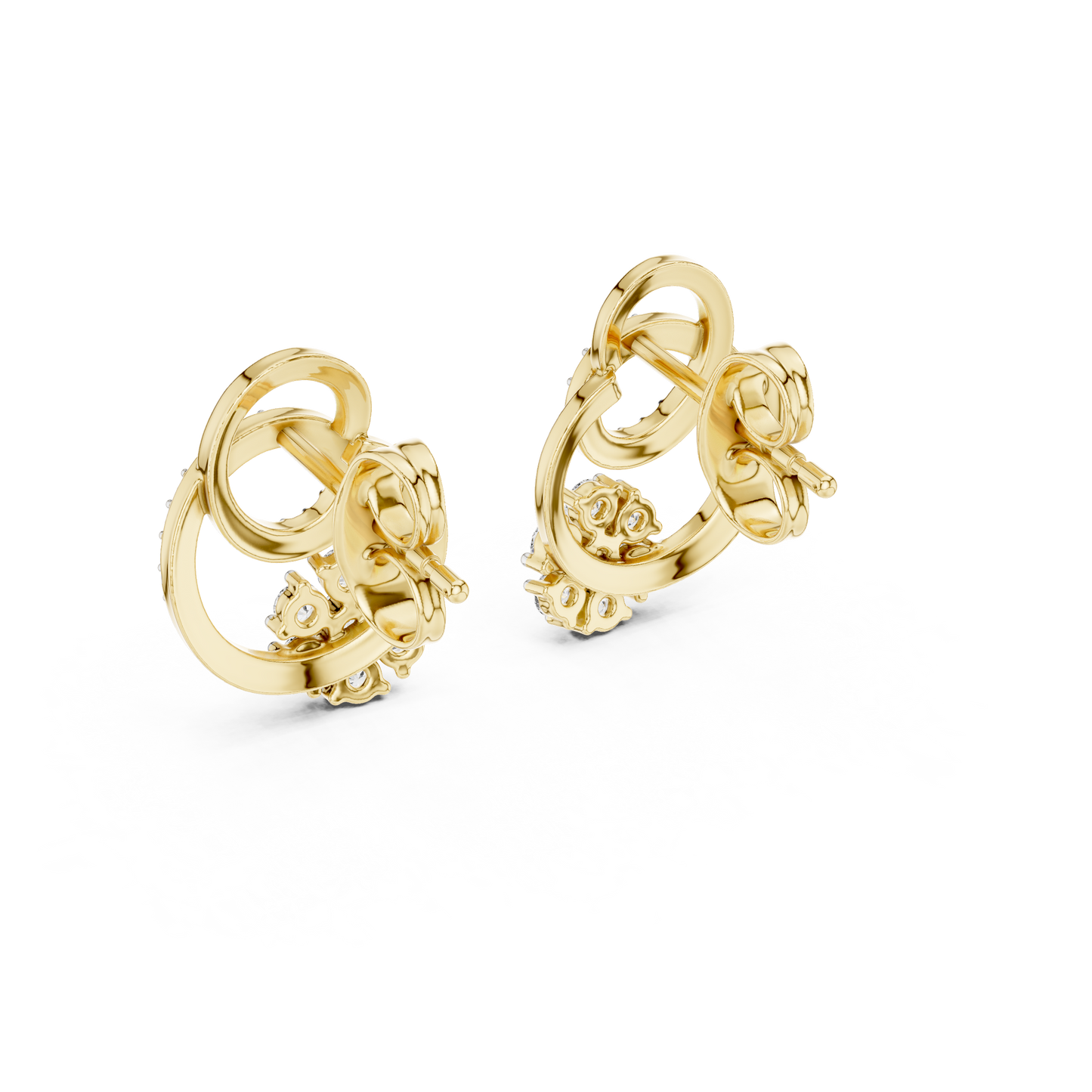 0.42ctwRound Diamond Flower Interlocking Loop Earrings - Solid Gold
