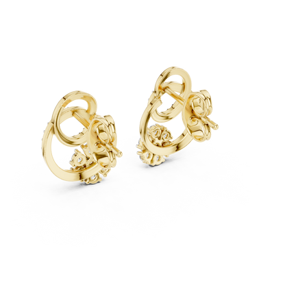 0.42ctwRound Diamond Flower Interlocking Loop Earrings - Solid Gold