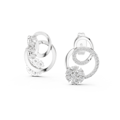 0.42ctwRound Diamond Flower Interlocking Loop Earrings - Solid Gold