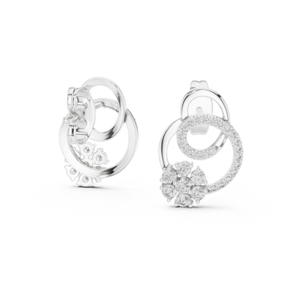 0.42ctwRound Diamond Flower Interlocking Loop Earrings - Solid Gold