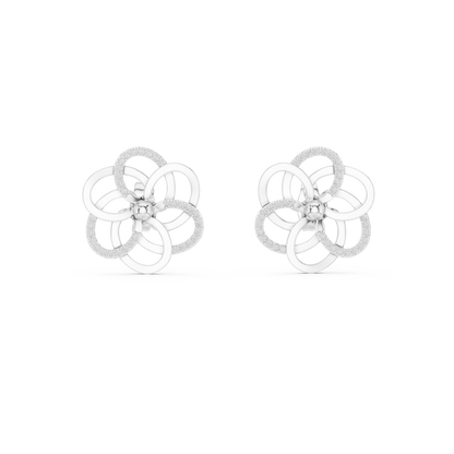 Yellow Gold Multi-Loop Diamond Flower Statement Stud Earrings - 0.26ctw